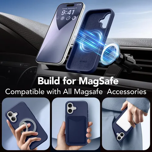 Miniatura 940 de GONEZ Funda de silicona para iPhone 15 Pro Max, compatible con Magsafe, protector de cámara + protector de pantalla, forro de microfibra suave
