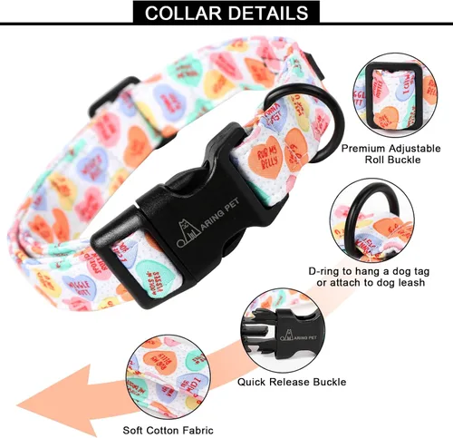 Miniatura 154 de Aring Pet Collar de algodón, lindo, con hebilla de liberación rápida, para bodas, para perros pequeños, medianos y grandes, rosa Terciopelo rosa