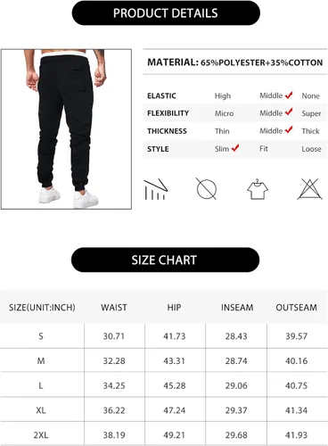 Miniatura 6 de Renaowin Pantalones deportivos para hombre, ligeros, ajustados, con cordón en la cintura, con bolsillos, para entrenamiento, correr, gimnasio, a