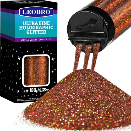 Miniatura 16 de Leobro - Purpurina dorada, 180g/6.35oz de purpurina fina holográfica dorada para resina, manualidades, vasos, uñas, cuerpo, decoraciones de fiesta