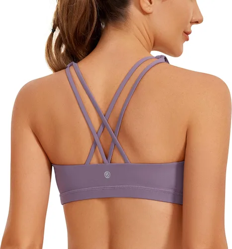 CRZ YOGA Brasier para deportes de bajo impacto para mujer con tirantes sin varillas acolchado Yoga Bra Tops