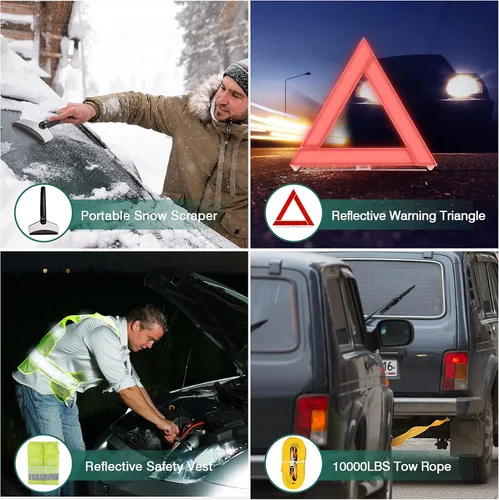 Miniatura 6 de Kit de Emergencia en Carretera para Automóvil, Kits Esenciales de Asistencia de Emergencia en Carretera para Seguridad de Vehículos Automotrices