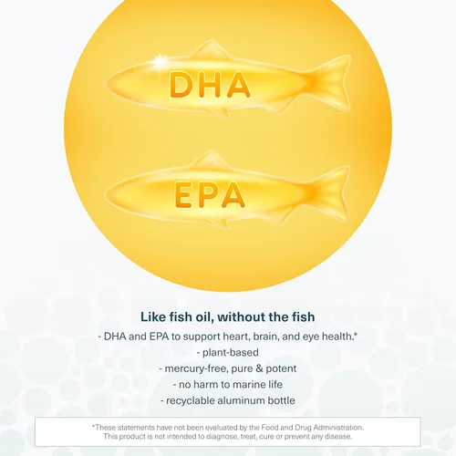 Miniatura 5 de Youtheory Omega Ocean-Friendly - Suplemento de algas Omega 3 con EPA y DHA - Apoya la salud cerebral y ocular* - A base de plantas - para dietas