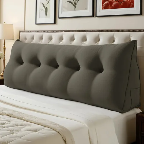 Miniatura 10 de WOWMAX Cabecero de Cama Multifuncional con Almohada Tapizada Doble, Cabecero para Dormitorio Individual XL, Portátil para Dormitorio Universitario