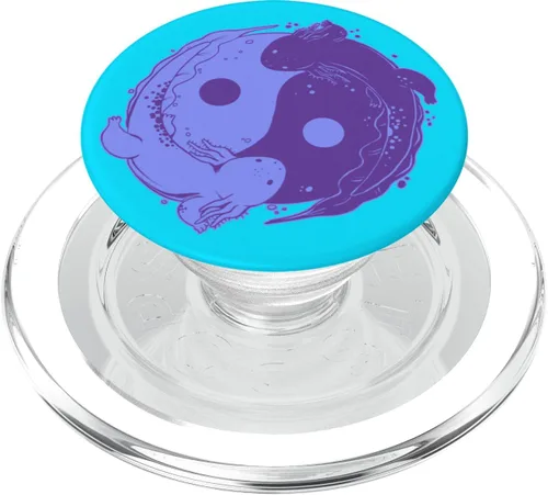 Lindo ajolote morado y ajolote azul Yin Yang Aqua PopSockets MagSafe PopGrip para iPhone