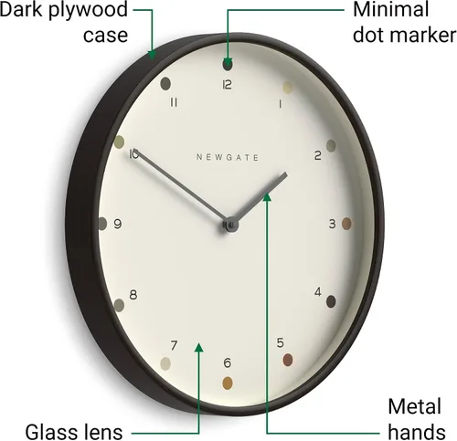 Miniatura 5 de NEWGATE® Mr Clarke - Reloj de pared Reloj de madera contrachapada grande inspirado en los escandinavos 15.7 in Caja de madera pálida
