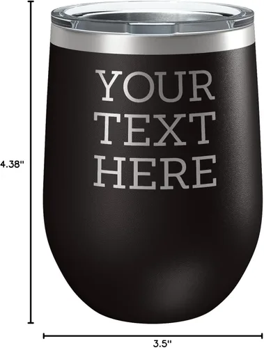 Miniatura 7 de Vaso de vino personalizado de acero inoxidable recubierto de polvo de 12 onzas con tapa, grabado personalizado, regalos de vino personalizados