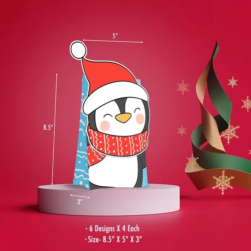 Miniatura 3 de easykart labels 24 bolsas de papel para regalos navideños troquelados y reversibles para golosinas de fiesta navideña, pasteles, magdalenas
