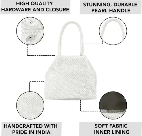 Miniatura 4 de Aheli Potli - Bolsas de noche para mujer, bolso étnico de novia con cordón (P68), Oro