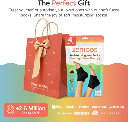 Miniatura 8 de ZenToes Calcetines Hidratantes para el Tratamiento de Talones Agrietados, Calcetines para Talones con Vitamina E, Aceite de Oliva y Aceite de Negro