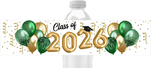 Etiquetas para botellas de agua de graduación, regalos de fiesta de clase 2025, paquete de 25 envoltorios impermeables para botellas de agua