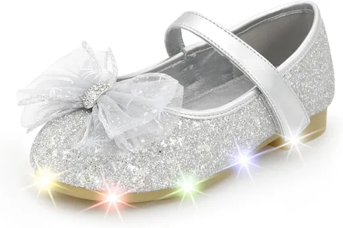 Miniatura 10 de Nova Utopia - Zapatos planos con luces para niñas pequeñas, estilo Mary Jane, para ballet