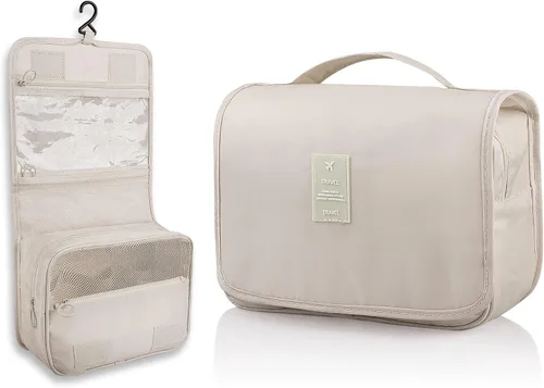 Neceser colgante, organizador de viaje de gran capacidad para artículos de tocador, tela Oxford impermeable, bolsa de cosméticos de viaje con gancho