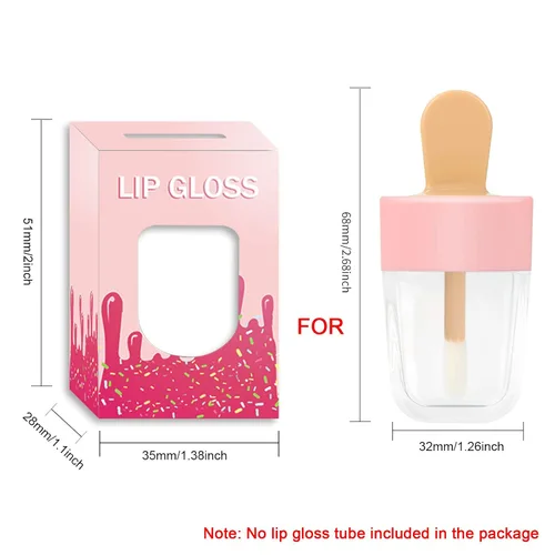 Miniatura 2 de Paquete de 15 cajas de brillo de labios rosas, tubos vacíos con forma de helado