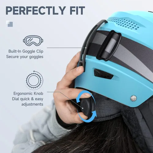 Miniatura 7 de Findway Casco de esquí profesional, casco de snowboard compatible con gafas, [forro extraíble y certificado de seguridad] a prueba de golpes y Negro