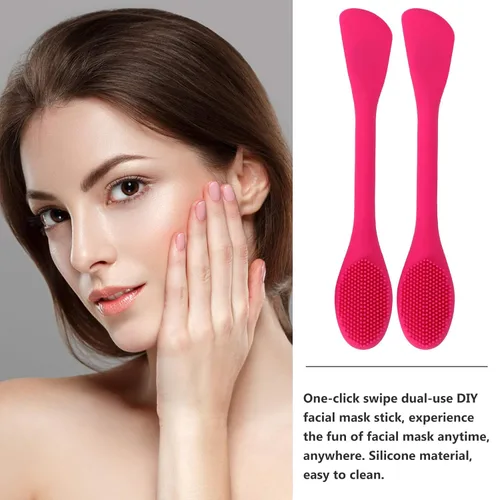 Miniatura 8 de Minkissy Cepillo masajeador limpiador facial de silicona, 2 piezas, con espátula facial de doble cara para limpieza exfoliante