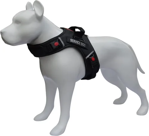 Miniatura 3 de ALBCORP Arnés reflectante para perro de servicio, arnés sin tirones con asa y cómodo acolchado de malla, disponible en tamaños XS-XL, con 2 parches