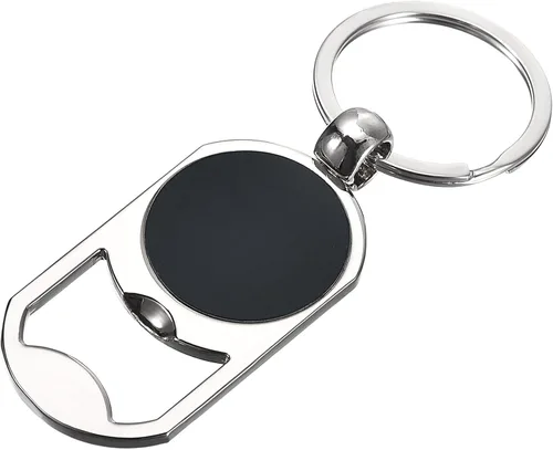 uxcell Llavero abrebotellas, 1 unidad, abrebotellas de cerveza de acero inoxidable, llavero plano portátil para hombres, mujeres (plateado)