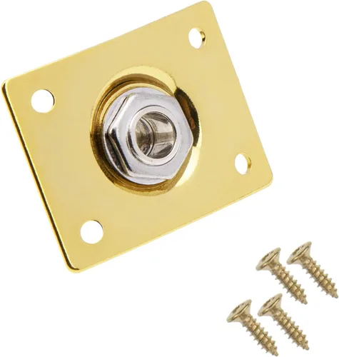 Miniatura 2 de 6 piezas Yootones Square Jack placa de salida de guitarra bajo Jack Socket compatible con piezas de guitarra eléctrica accesorios (dorado)