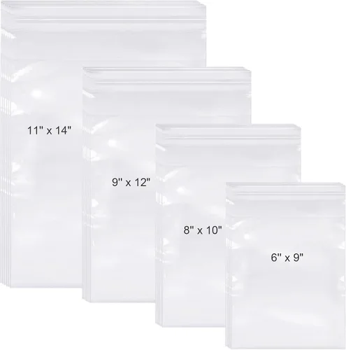 Miniatura 10 de Kosiz 600 bolsas de celofán transparente de plástico de polietileno para camisas, bolsas de ropa resellables a granel, paquetes autoadhesivos
