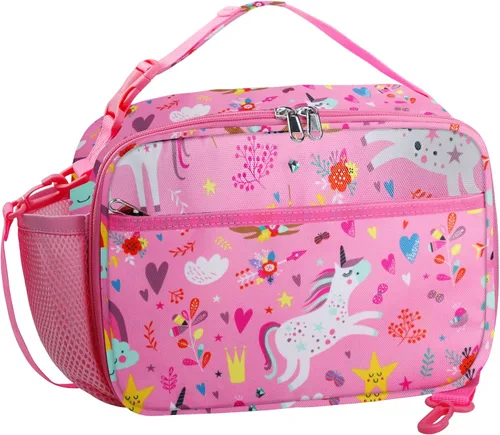 Miniatura 13 de RLGPBON Lonchera para Niños, Lonchera con Aislamiento Térmico para Niños y Niñas, Bonita Bolsa de Almuerzo y Lonchera Reutilizable para Niños