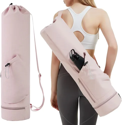 Miniatura 21 de sportsnew Bolsa para esterilla de yoga con bolsillo para botella de agua y bolsillo inferior para artículos mojados, bolsa de transporte para Beige