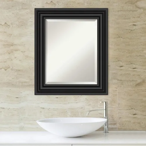 Miniatura 5 de Amanti Art Espejo de baño negro para sobre el fregadero, espejo de tocador rectangular negro colonial de 26 x 22 pulgadas, marco tradicional