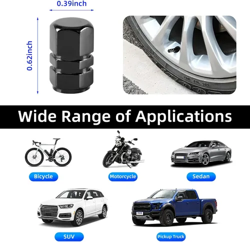 Miniatura 2 de Kewucn 8 tapones para válvulas de neumáticos de automóvil, cubiertas de aleación de aluminio con anillo de goma, resistentes a la corrosión