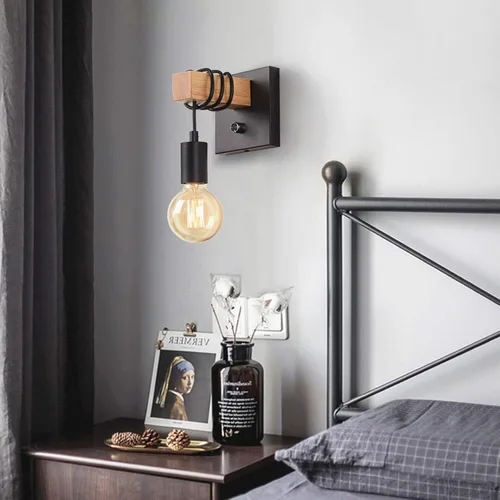 Miniatura 4 de Lightess Apliques de pared negros regulables, lámpara de pared Edison con interruptor de atenuación de encendido/apagado, lámpara de pared