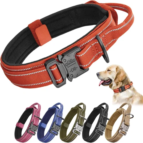 Miniatura 13 de KCUCOP - Collar táctico para perro, collar militar para perro, collares para perro Tactipup, ajustable, hebilla de metal resistente para perros M, L