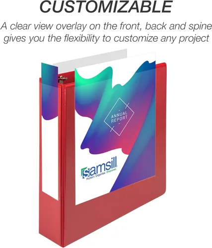 Miniatura 24 de Samsill - Carpeta duradera de 5 pulgadas, fabricada en los Estados Unidos, con anillos en D, transparente y personalizable, color blanco