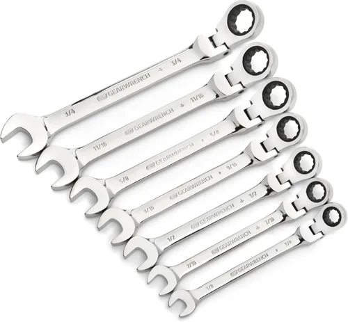 Miniatura 3 de GEARWRENCH Juego de llaves combinadas de trinquete con cabezal flexible de 7 piezas, 12 puntos, SAE - 9700