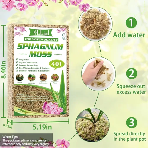 Miniatura 2 de Halatool Musgo esfagnum prémium de 3.6 onzas para plantas de interior, mezcla para macetas de musgo de orquídea de 4 cuartos de galón, musgo