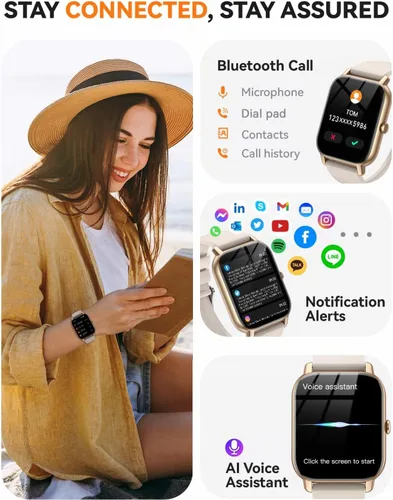 Miniatura 2 de Reloj inteligente para hombres y mujeres, pantalla HD de 1.85 pulgadas, rastreador de fitness Bluetooth, contador de pasos/monitor de sueño, más