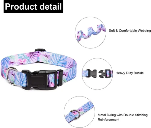 Miniatura 3 de Mercano Collar ajustable para perro, patrones de diseño especial, nailon suave, cómodo y resistente, collar para mascotas para perros pequeños