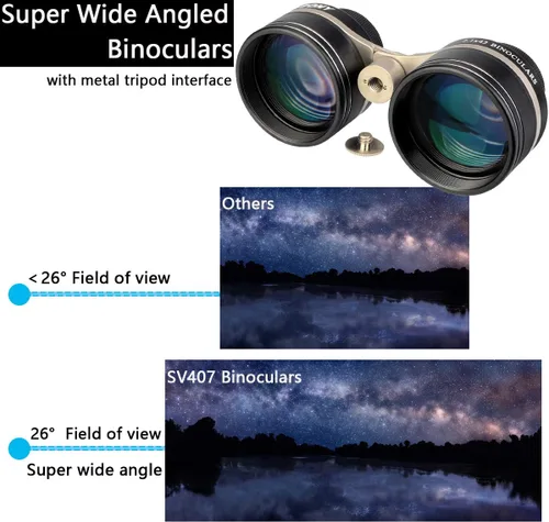 Miniatura 5 de SVBONY SV407 - Prismáticos de atronomía de 0.083 x 1.654 in, prismáticos de observación de estrellas gran angular para adultos, campo de visión