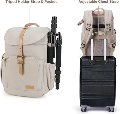 Miniatura 6 de BAGSMART - Mochila para cámara, mochilas de cámara DSLR para fotógrafos, mochila de fotografía impermeable antirrobo con compartimento para portátil