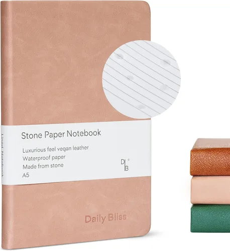 Miniatura 10 de Cuaderno de Papel de Piedra con Rayas Premium A5 Tapa Dura Diario de Cuero Vegano 160 Páginas Cuaderno Ejecutivo de Calidad Premium Para Hombres
