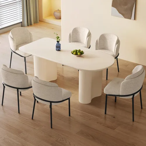 Miniatura 13 de Guyii Juego de mesa de comedor de 55.11 pulgadas con 4 sillas, juego de mesa de cocina moderno, mesa de comedor interior para cocina, bar, sala