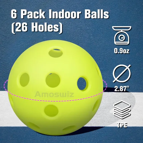 Miniatura 3 de Indoor Pickleball Balls, 6/12 Pack of 26 Holes Pickleballs, USAPA Approved Indoor Pickleballs Set, High Visibility Durable Pickle Balls for Training