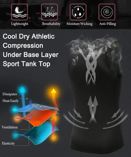 Miniatura 7 de Paquete de 13 camisetas de compresión atléticas para hombre, camiseta sin mangas de ajuste seco, camiseta deportiva para correr, gimnasio, camisetas