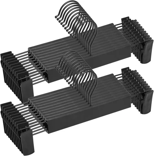 NORTHERN BROTHERS Perchas para pantalones, color negro, paquete de 20 con clips para pantalones, faldas y pantalones cortos, perchas de plástico a