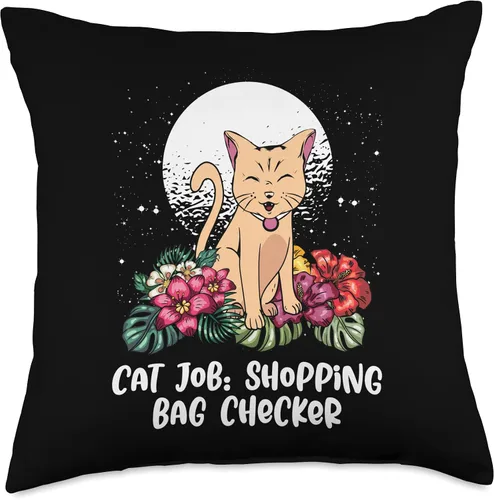 Miniatura 4 de Shopping Bag Checker Cat Mom Funny Cat Dad Humor Cat Lover Throw Pillow