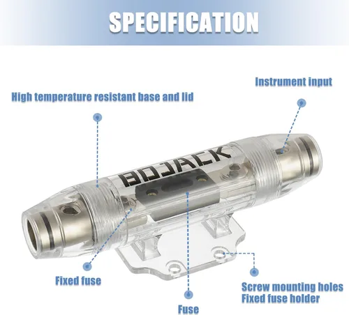 Miniatura 4 de BOJACK 300A Portafusible ANL en línea con fusible de 300 amperios, instalación segura en línea para cables de 0/2/4 AWG, diseño duradero niquelado