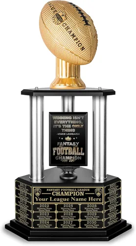 Miniatura 23 de TrophySmack Fantasy Football Trophy, 19-Year Perpetual Winner Award – Customizable Championship Award with Plaque and Winner Engravings