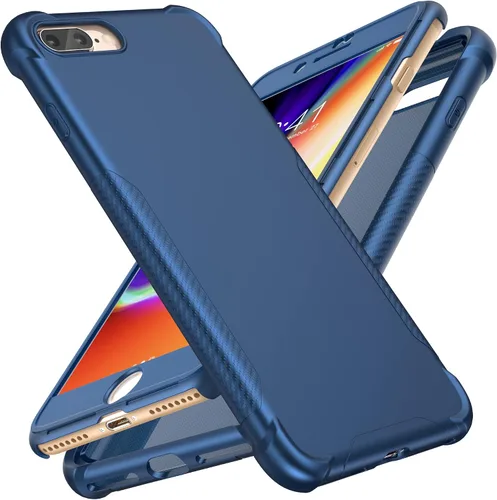 Miniatura 11 de ORETech Funda diseñada para iPhone 13 Mini con 2 protectores de pantalla de vidrio templado, textura de fibra de carbono policarbonato duro