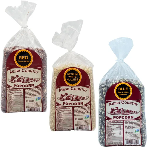 Miniatura 9 de Amish Country Popcorn Paquetes variados Bolsas de 3 a 2 libras Blanco medio - Blanco bebé - Granos de palomitas de maíz morados Anticuado, sin