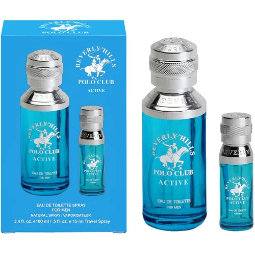 Beverly Hills Polo Club Colonia activa para hombre – Eau de Toilette Bonus Pack – Tamaño de viaje de 3.4 oz y 0.5 oz – Fragancia fresca de larga