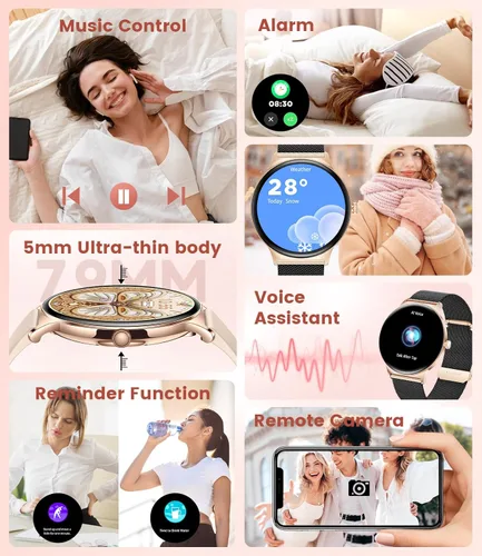 Miniatura 6 de LIGE Relojes inteligentes para mujer con respuesta/hacer llamadas, reloj inteligente HD AMOLED de 1,43 pulgadas con más de 120 rastreadores