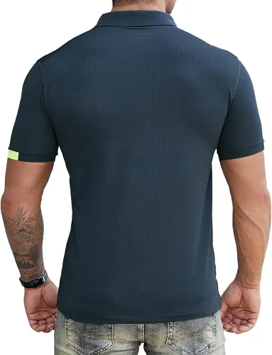 Miniatura 6 de ZARWING Camisa polo de golf de ajuste seco para hombre, cuello ajustado, manga corta